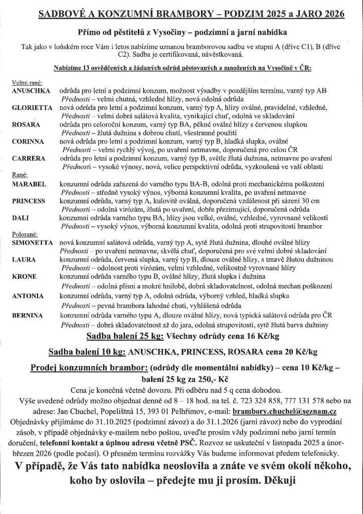 Přímo od pěstitelů z Vysočiny