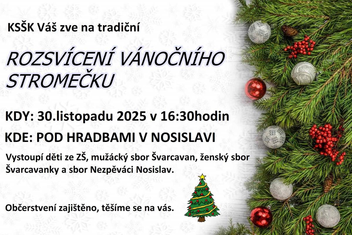 zveme všechny na Slavnostní rozsvícení Vánočního stromu