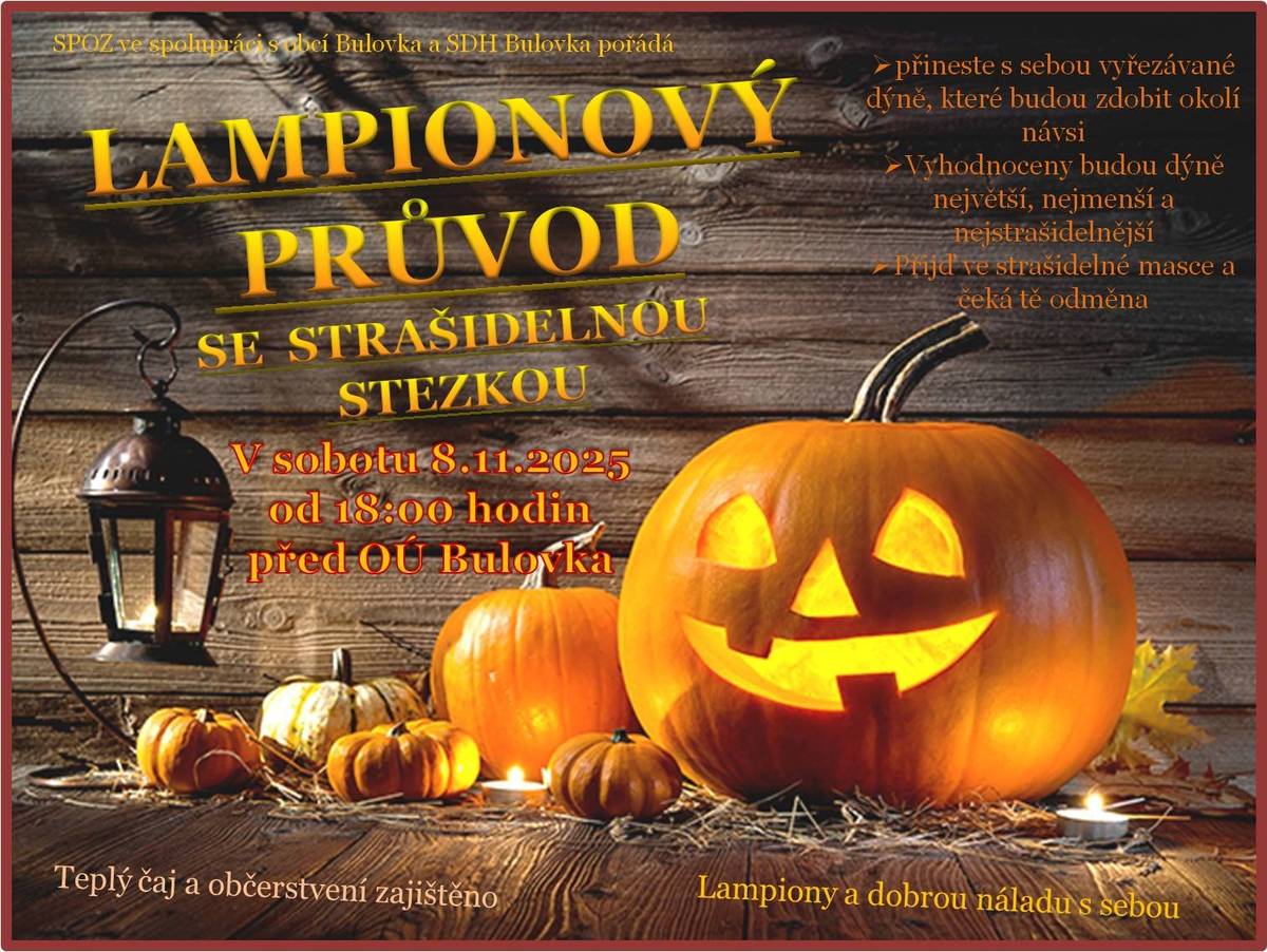 Letošní strašidelná stezka se koná v sobotu 8. listopadu. Odcházet budeme průběžně od budovy Obecního úřadu od 18 hodin v intervalech alespoň 3 minut, ať si stezku všichni užijete. Na cestu si můžete svítit pouze lampióny.