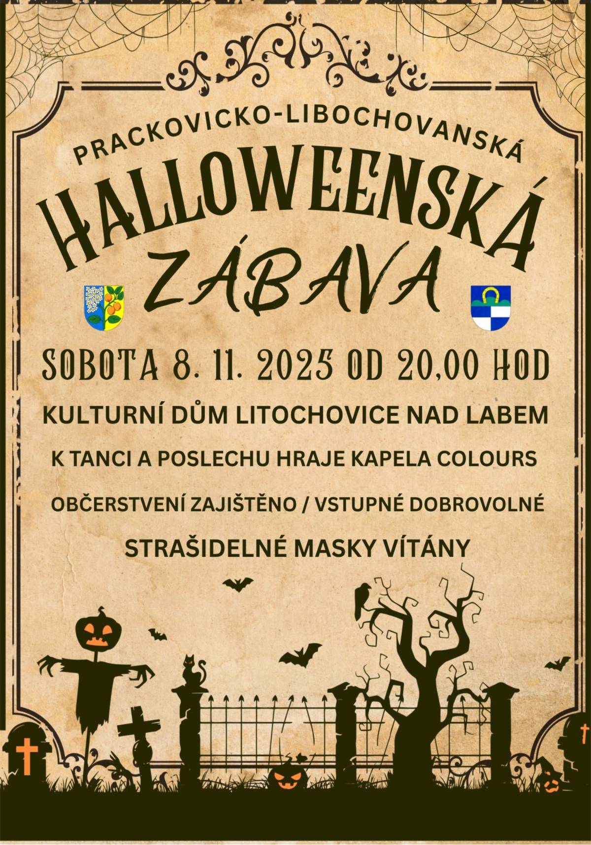 Srdečně Vás zveme na Halloweenskou zábavu k sousedům do Litochovic. Doprava z Libochovan a Řepnice do Litochovic n. L. a zpět je zajištěna. Informace o dopravě a rezervace dopravy na Obecním úřadě nebo telefonicky na tel č. 416746129.