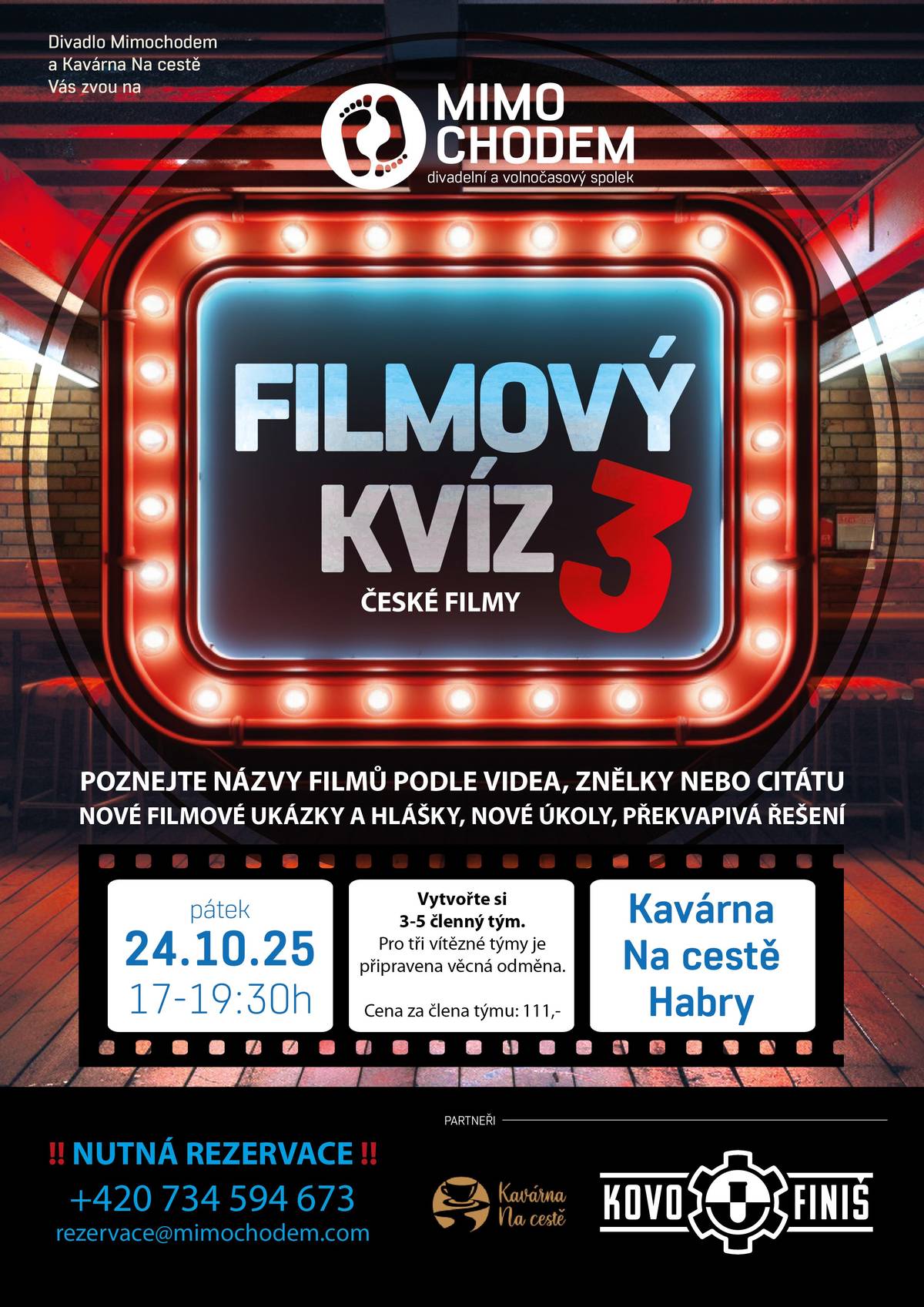 V pátek 24.10. od 17.00 - 19.30 hodin proběhne v Habrech  v Kavárně Na cestě filmový kvíz.