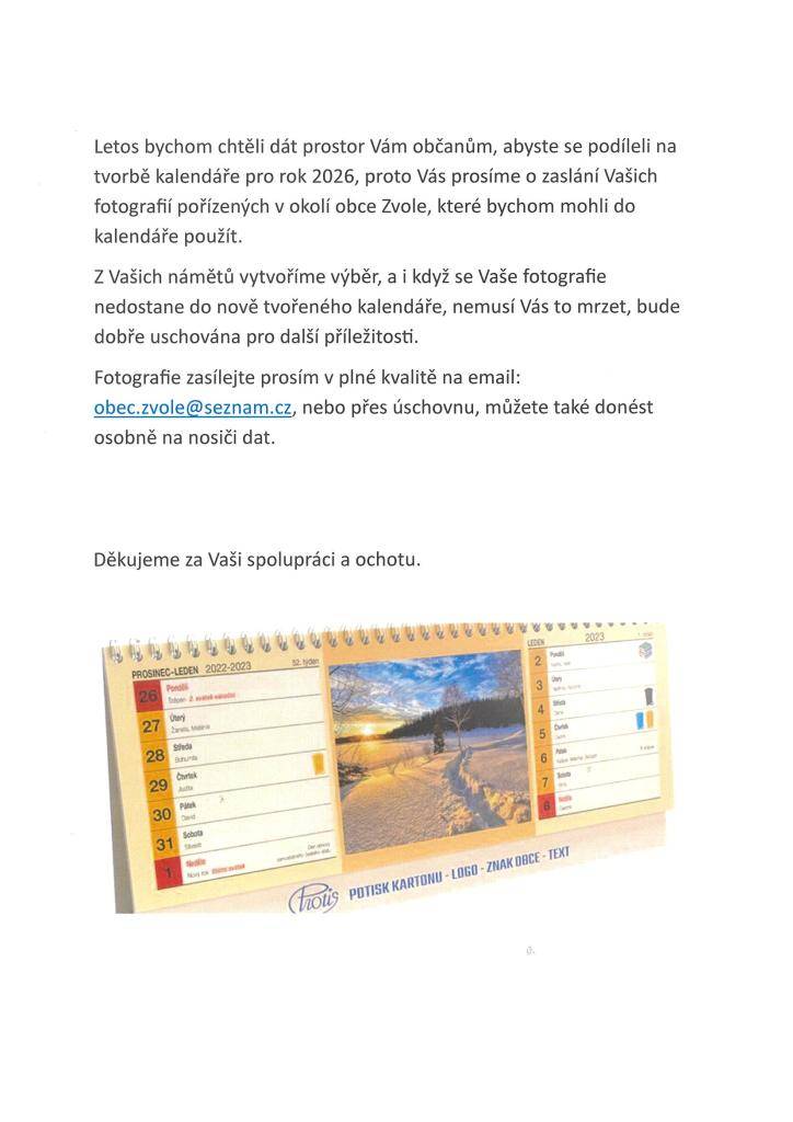 fotografie do kalendáře 2026