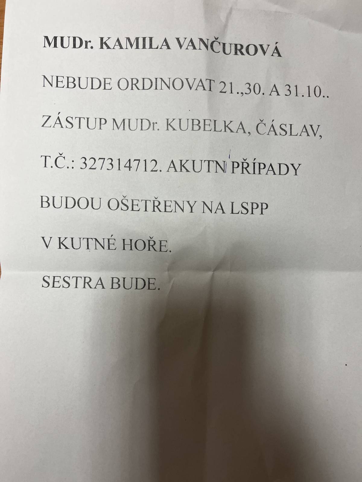 ve dnech 21, 30 a 31.10