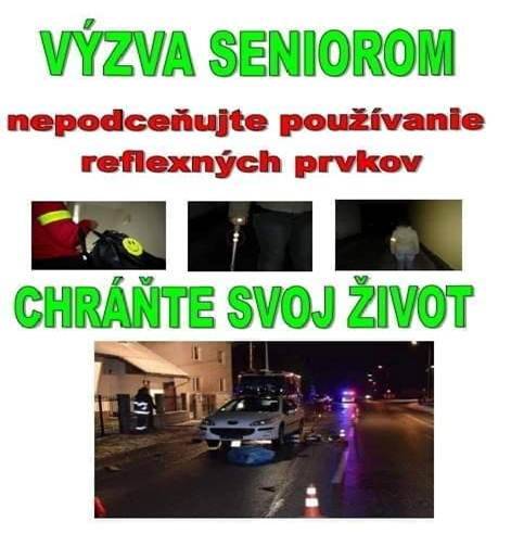 Vážení občania,  PZ Dolný Kubín upozorňujeme občanov na povinnosť používania reflexných prvkov chodcami a ostatnými nemotorovými účastníkmi cestnej premávky (napr. cyklistami, kolobežkármi, používateľmi elektrických kolobežiek), a to najmä za zníženej viditeľnosti.