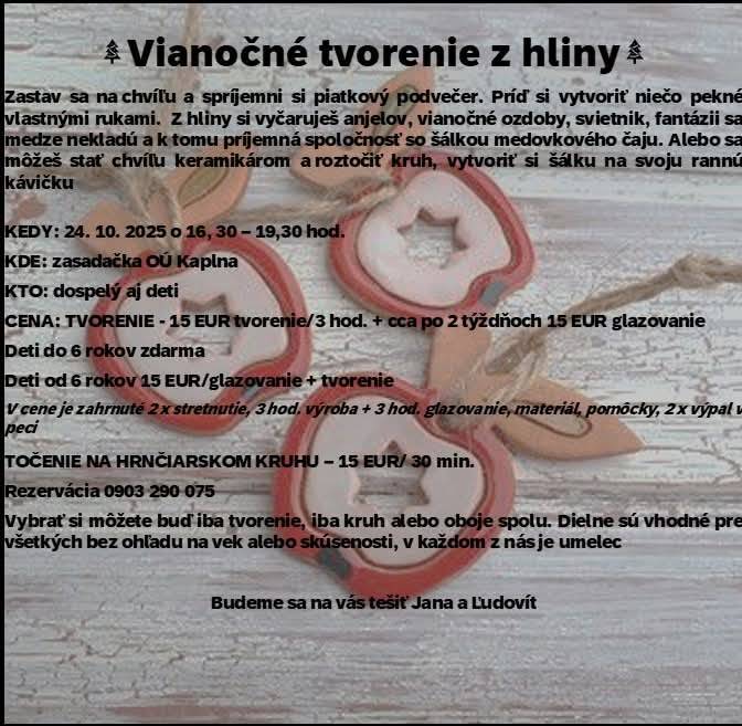 Viac informácií na priloženom plagáte.  Všetkých srdečne pozývame.