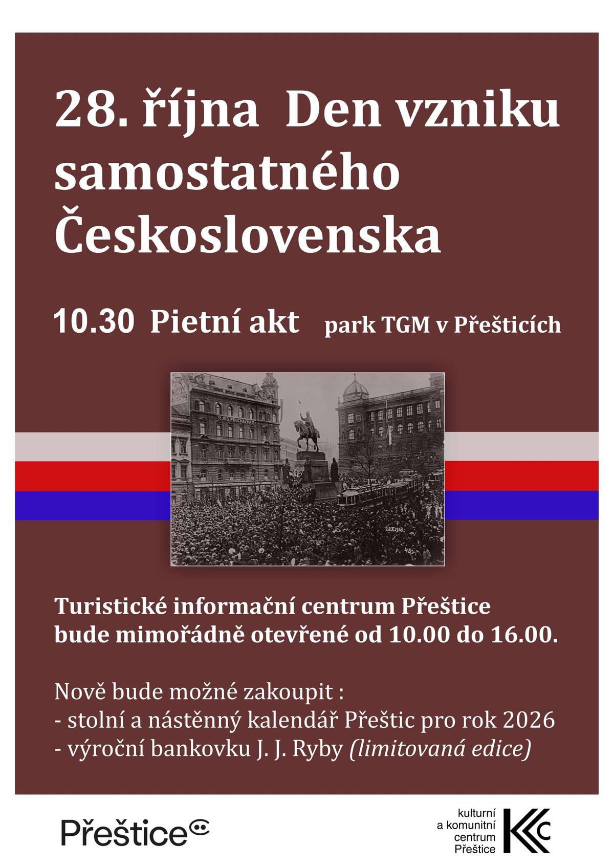 Srdečně vás zveme na pietní akt k uctění Dne vzniku samostatného Čekoslovenska