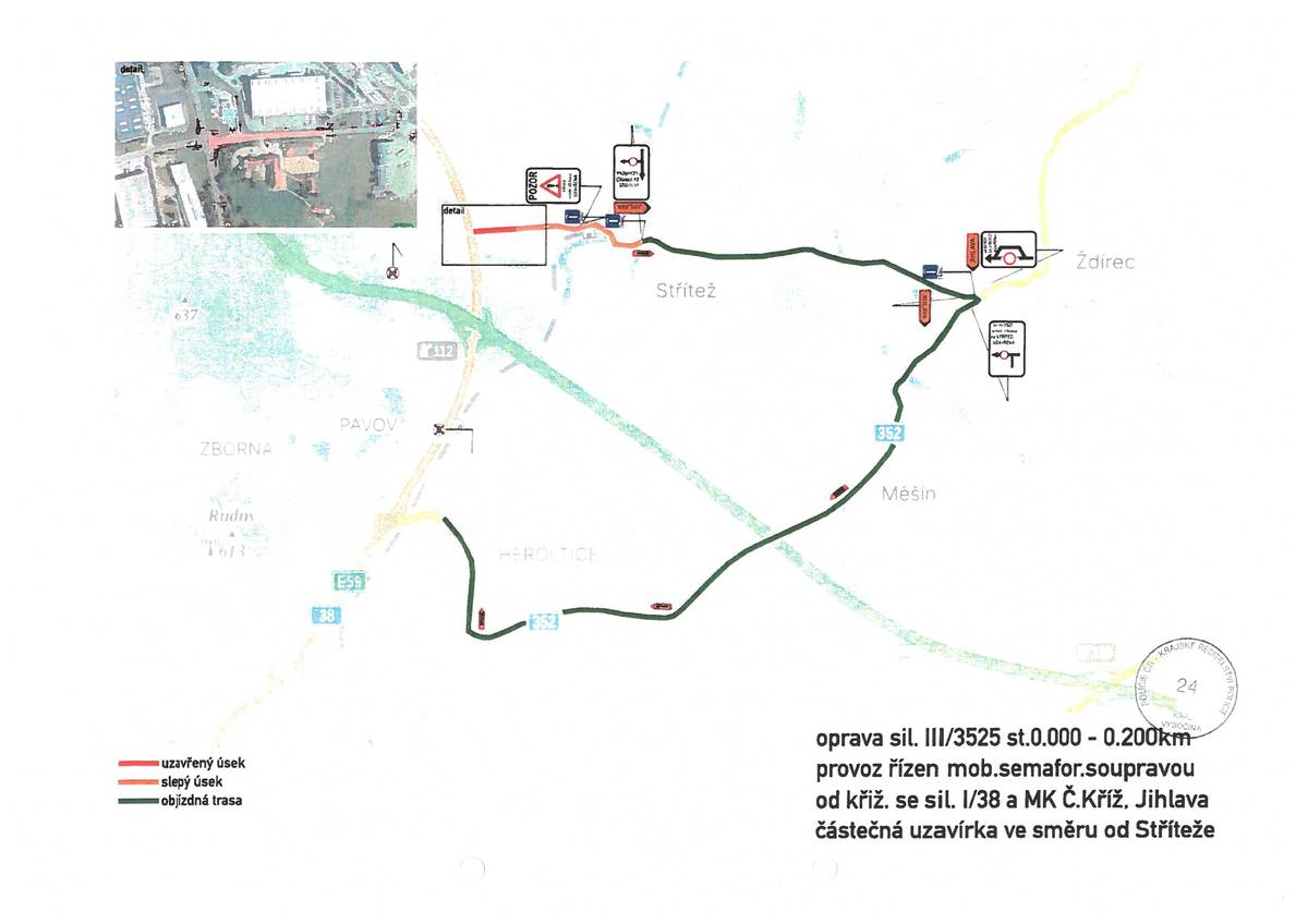 ℹ️🚧 Od 3. 11. 2025 do 23. 11. 2025 bude probíhat oprava povrchu silnice III/3525 v délce cca 200 m (v rozsahu dle grafické přílohy). Provoz bude omezen, průjezd zůstane umožněn vozidlům MHD, VLOD a Celnímu úřadu. Žádáme řidiče o zvýšenou opatrnost a respektování dopravního značení. Děkujeme za pochopení.