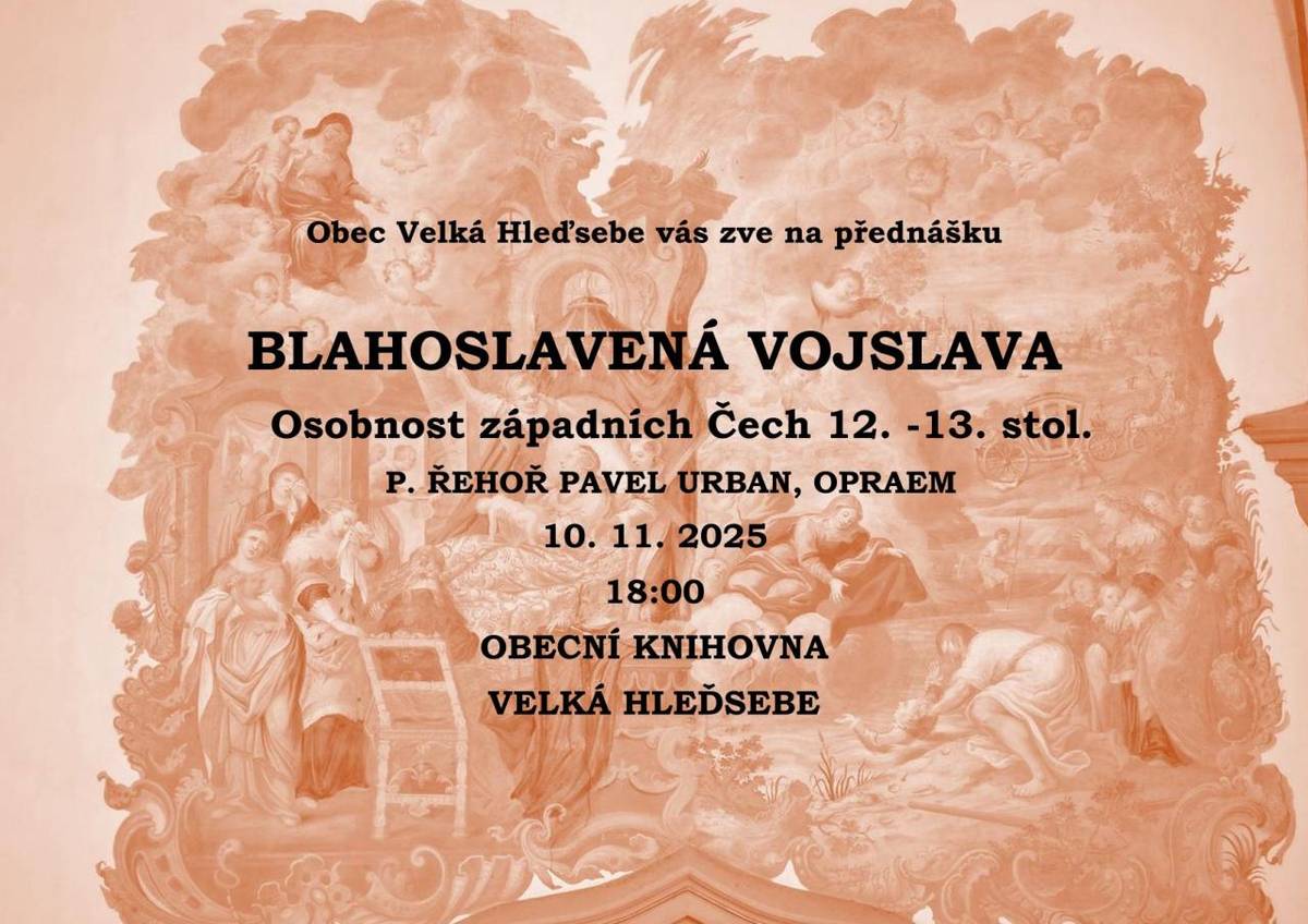 10. listopadu 2025 od 18 hodin v obecní knihovně ve Velké Hleďsebi.