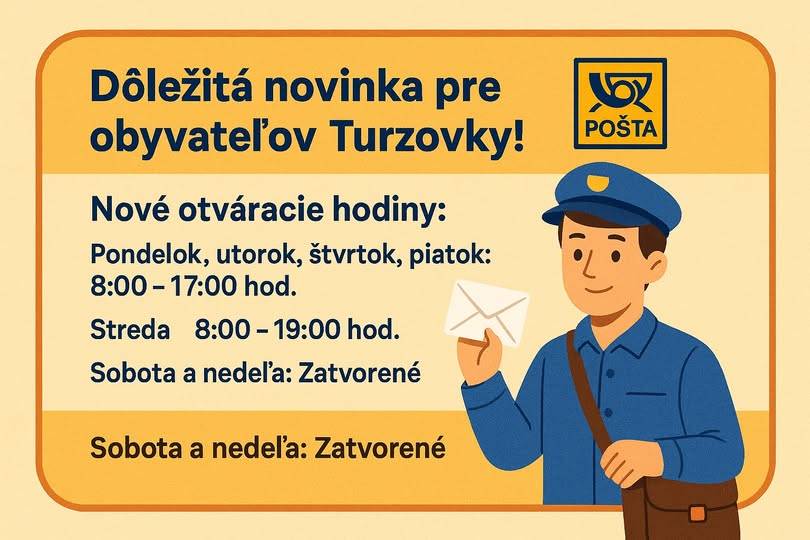 Od 1. novembra 2025 prichádza trvalá zmena otváracích hodín na našej miestnej pošte. Slovenská pošta upravila prevádzku tak, aby ste mali viac času vybaviť všetko potrebné – s menším stresom a kratším čakaním