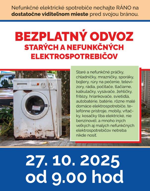 Zvoz sa uskutoční 27. 10. 2025 o 9:00 hod.