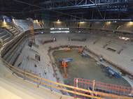 Prostory aktuálně rozestavěné T-Mobile ARENA v prostorách brněnského výstaviště