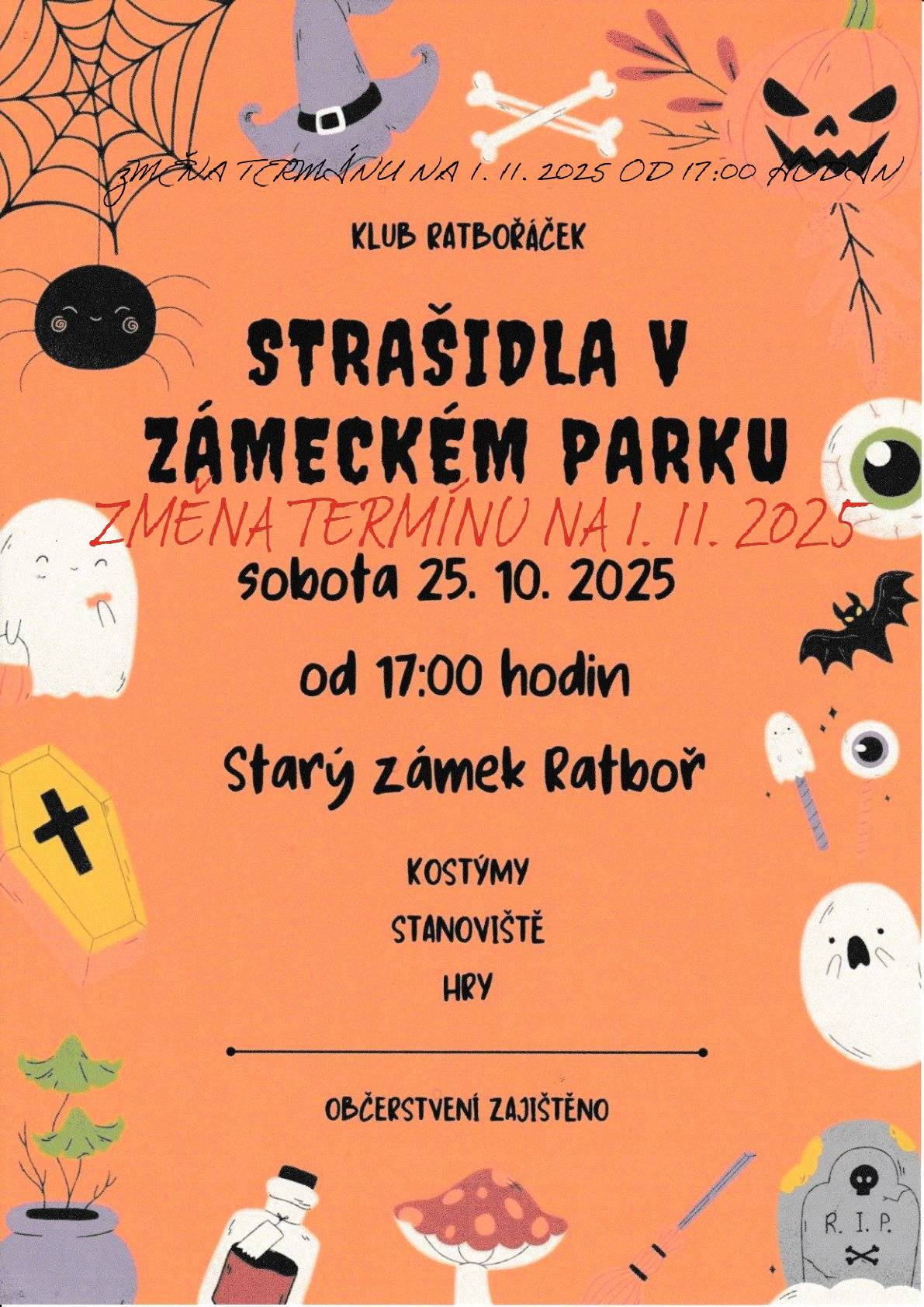 Strašidla v zámeckém parku budou řádit 1. listopadu 2025 od 17:00 hodin.