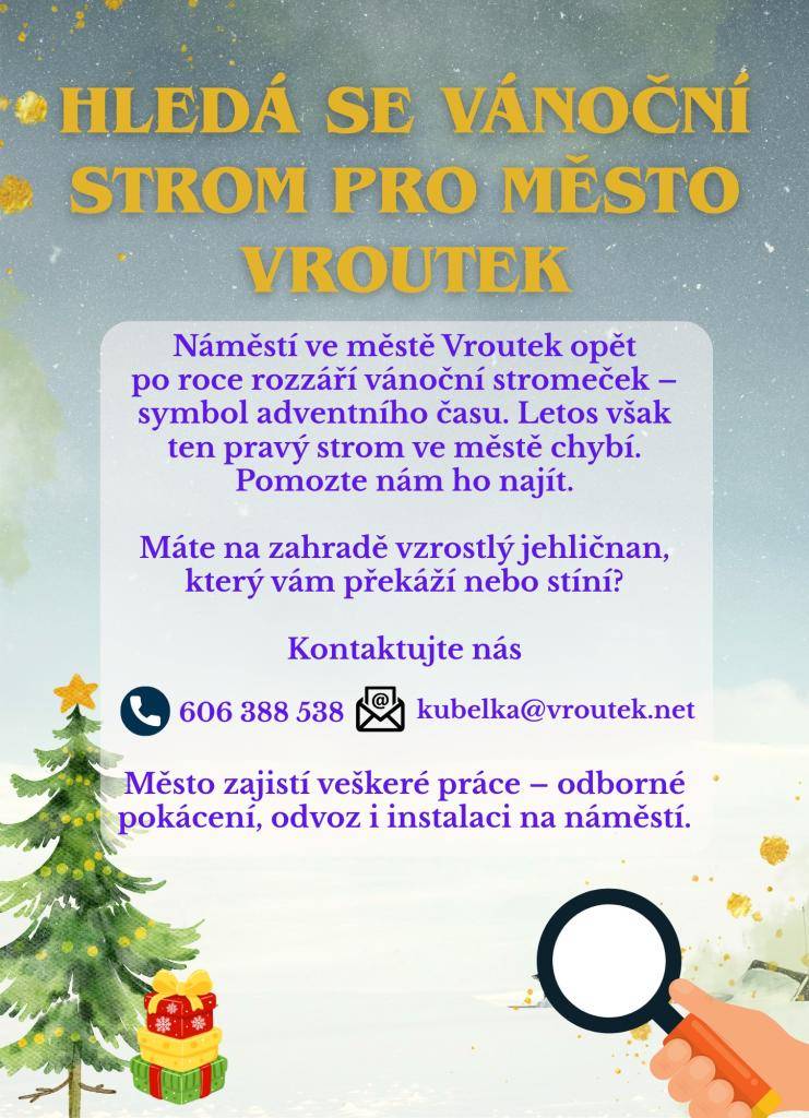 Město Vroutek hledá Vánoční strom