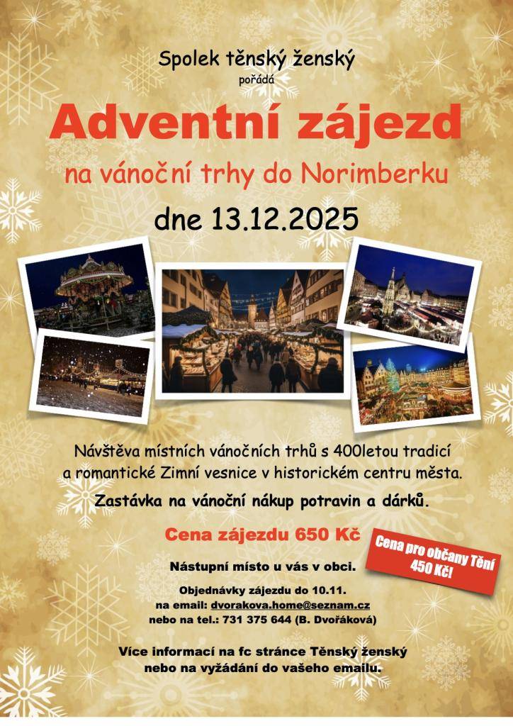 Pozvánka na Adventní zájezd na vánoční trhy do Norinberku