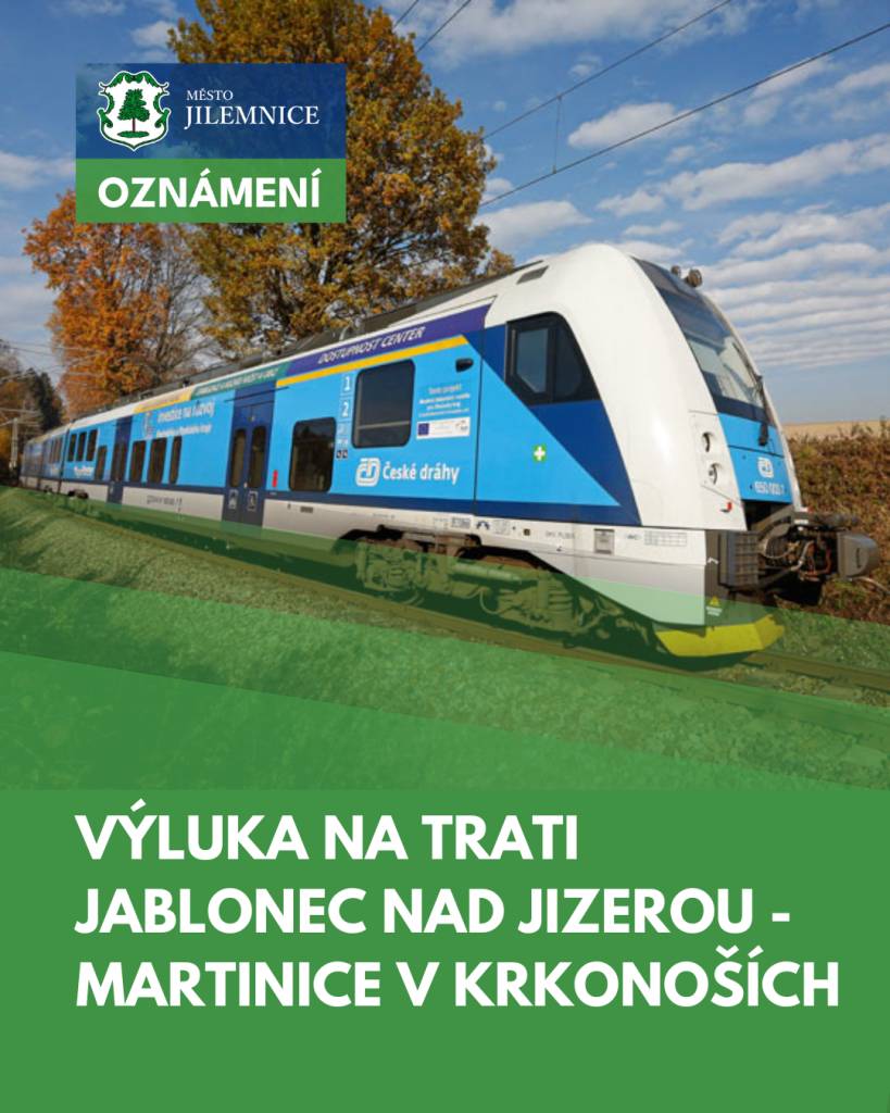České dráhy informují, že v úseku Jablonec nad Jizerou - Martinice v Krkonoších proběhne výluka železniční dopravy.  Termín od 3. do 7. listopadu 2025, vždy v době 8:40 - 17:20 hodin.