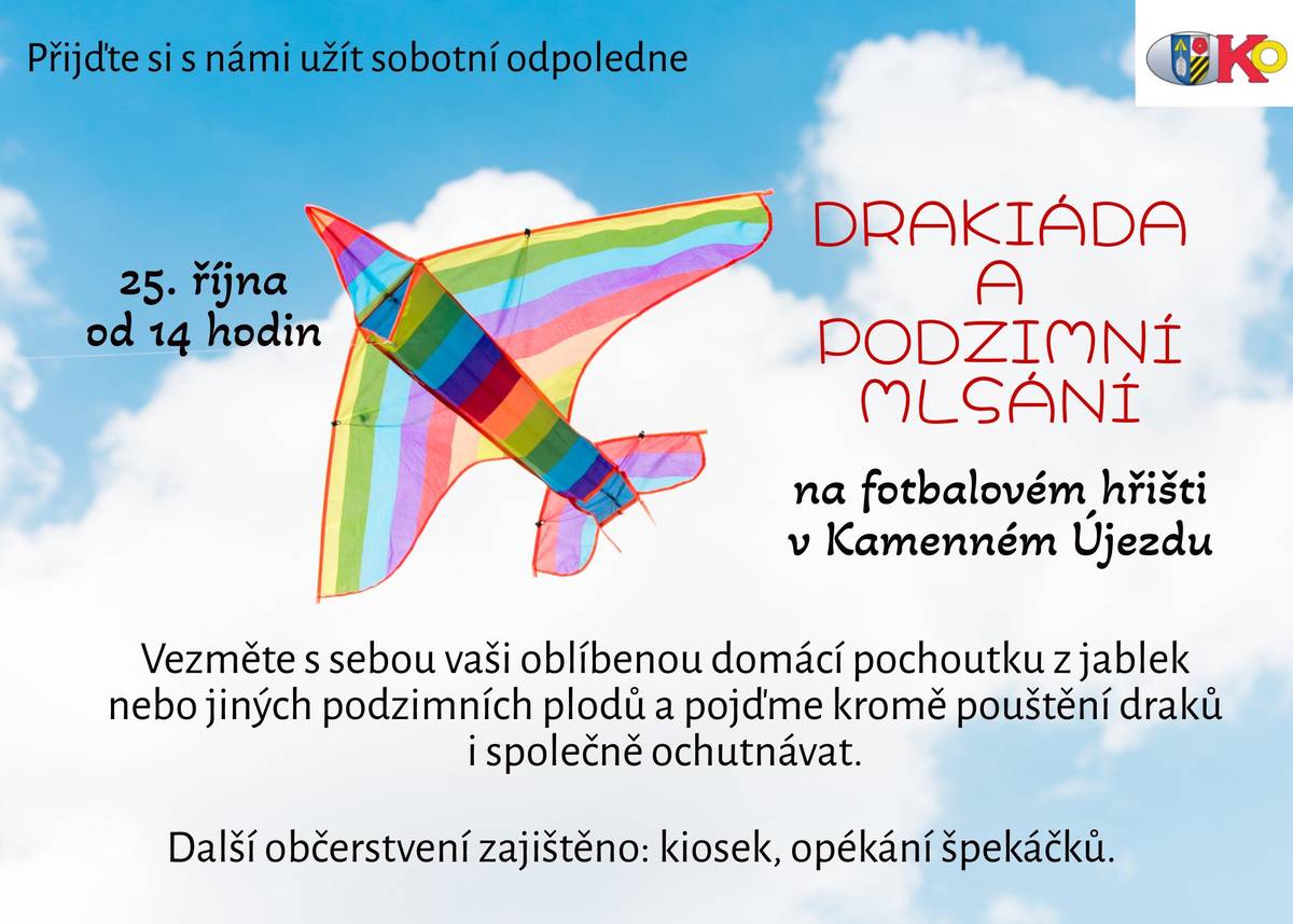 Srdečně zveme malé i velké v sobotu 25. 10. 2025 na fotbalové hřiště v Kamenném Újezdu na DRAKIÁDU.