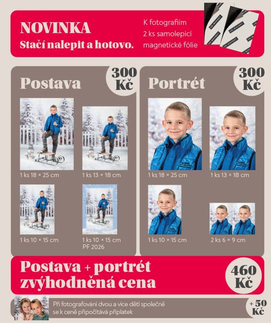 Dne 19.11.2025 od 10:15 proběhne v MŠ a na 1.stupni vánoční focení. Zájemci o focení vyplní a odevzdají lístek, který děti dostanou od třídních učitelů. Platba bude v hotovosti třídním učitelům až po výzvě k zaplacení.  Na obrázku vidíte vybrané pozadí a ceny jednotlivých sad.