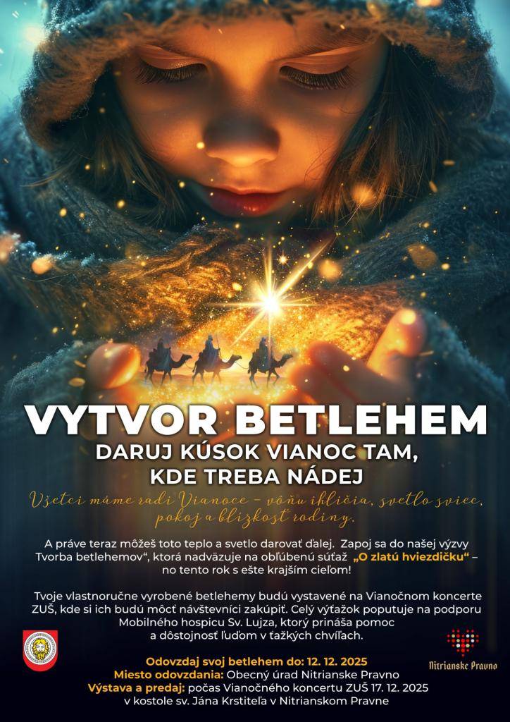 Všetci máme radi Vianoce - vôňu ihličia, svetlo sviec, pokoj a blízkosť rodiny.     Obec Nitrianske Pravno pripravila novú výzvu, ktorá nadväzuje na obľúbenú súťaž „O zlatú hviezdičku“ – tento rok s ešte krajším a zmysluplnejším poslaním!