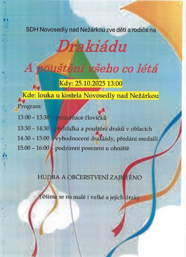 Dradkiáda v Novosedlech nad Nežárkou 25.10.2025 od 13.00