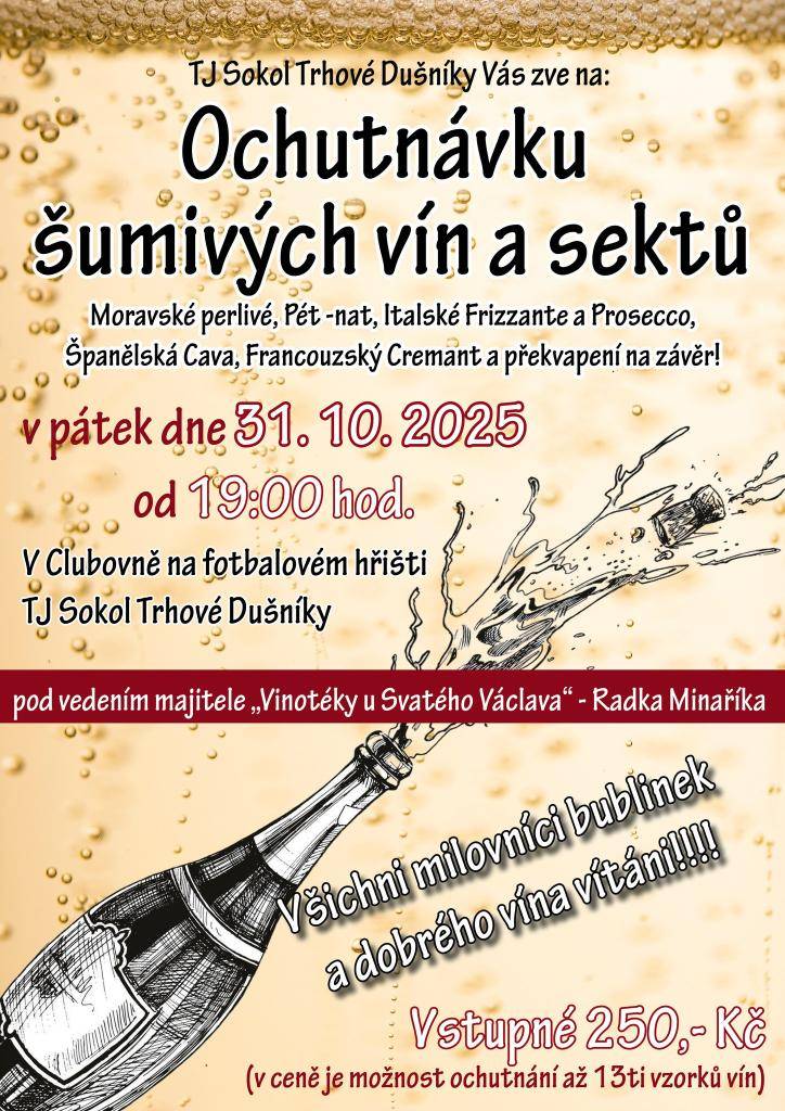 Ochutnávka šumivých vín 31.10.2025 od 19.00