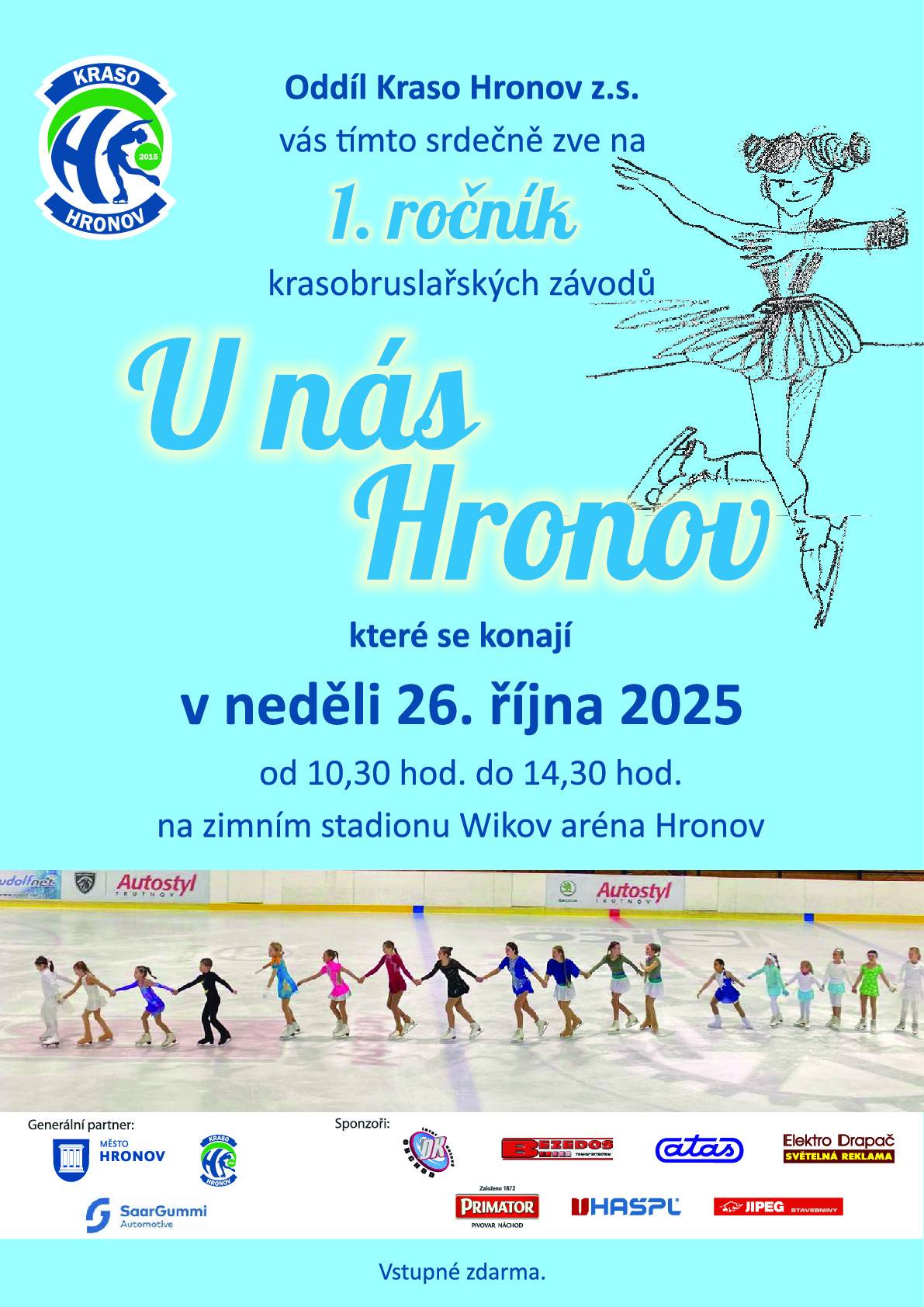 Přijďte podpořit mladé talenty, kteří předvedou své volné jízdy plné elegance, hudby a radosti z pohybu na ledě.