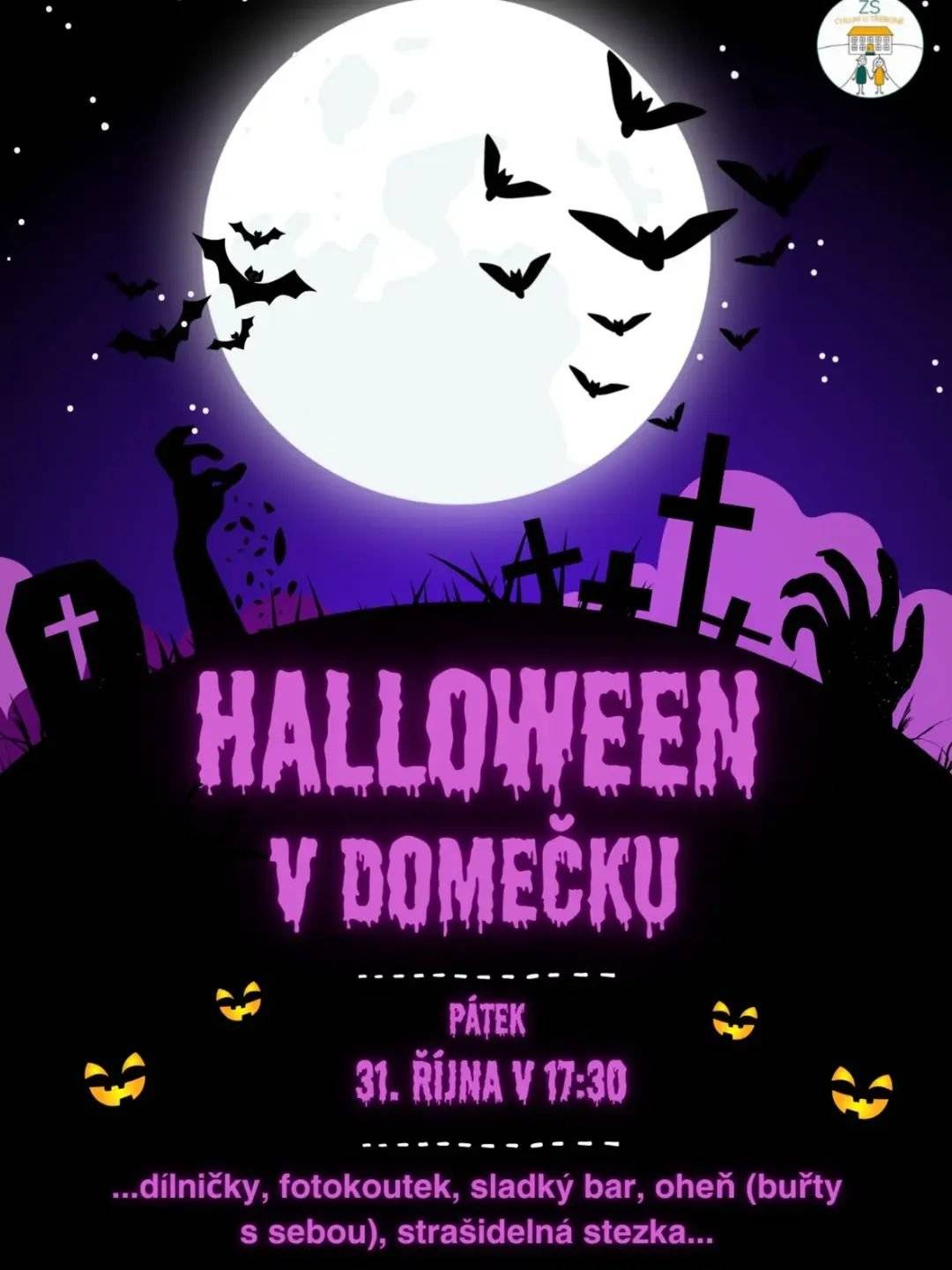 Zveme v pátek 31.října od 17:30 na Halloween v Domečku pro děti i rodiče.