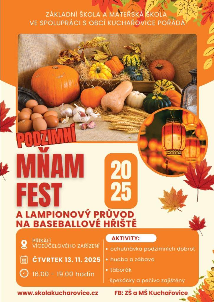 Mňam Fest-podzimní festival a přehlídka dobrot z podzimních plodů, spojená s lampionovým průvodem ve stylu AŤ ŽIJÍ DUCHOVÉ.
