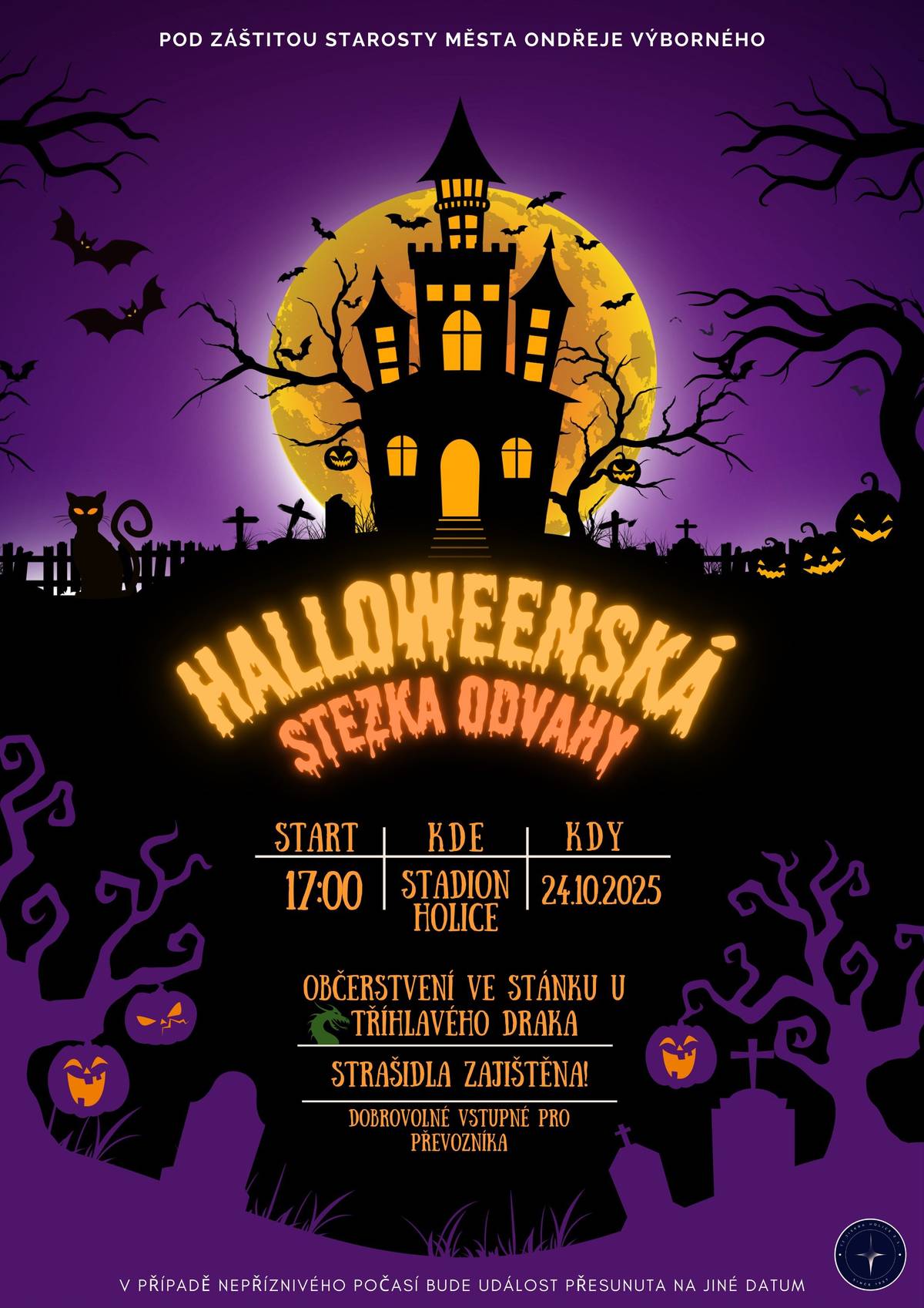 Vážení spoluobčané, přinášíme vám přehled akcí, které nás čekají v následujících dnech: 24. října – Holice – Halloweenská stezka odvahy 25. října – Holice – Mozaika – Artykadlo 26. října – Holice – Basketbal U19 a U15 – BVK Holice z.s. 30. října – Holice – Volné aktivity v klubu – Komunitní klub pro mládež Holice 30. října – Holice – Michal Feltl – Přechod nejvyšších hor Pyrenejí – Městská knihovna Holice 30. října – Holice – Rozvod očima dětí – RVC Holoubek 31. října – Holice – Halloween v knihovně – Městská knihovna Holice