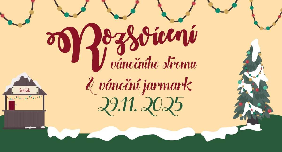 Tradiční rozsvícení Vánočního stromu a jarmark ve Vojkovicích u OÚ Vojkovice, stánky, svařák, kouzelník, zpívání, ohňostroj, tombola atd.