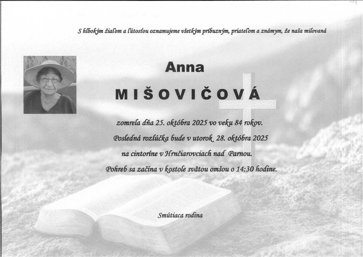 pani Anna Mišovičová rod. Vrbovská