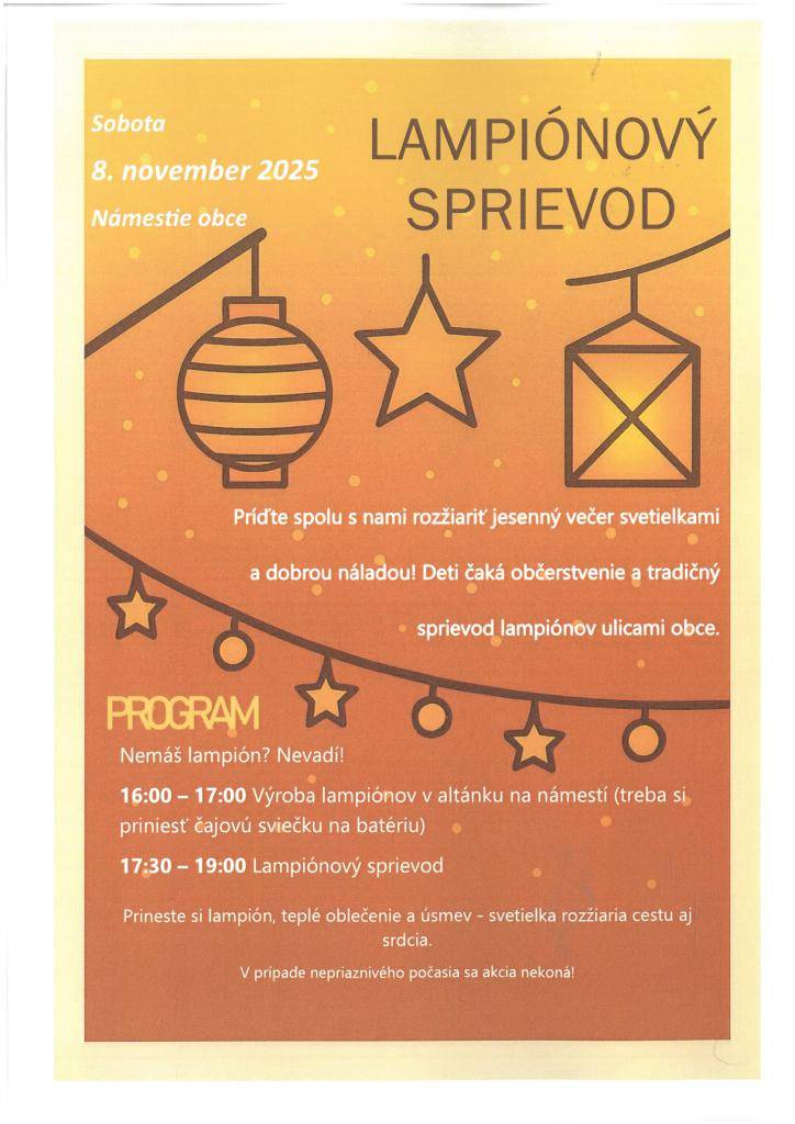 8.11.2025 od 16:00 hod., námestie obce