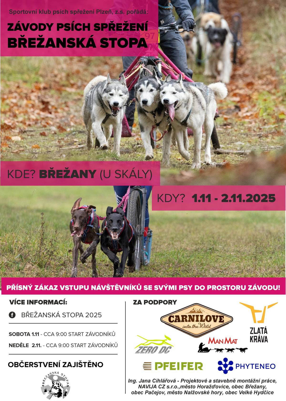 Závody psích spřežení - 1.11. - 2.11.2025 - Břežany - U Skály