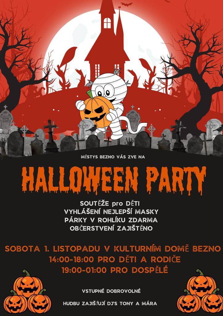 Opět Vás zveme na Halloween párty pro děti a letos i s večerní Halloween zábavou pro dospělé.