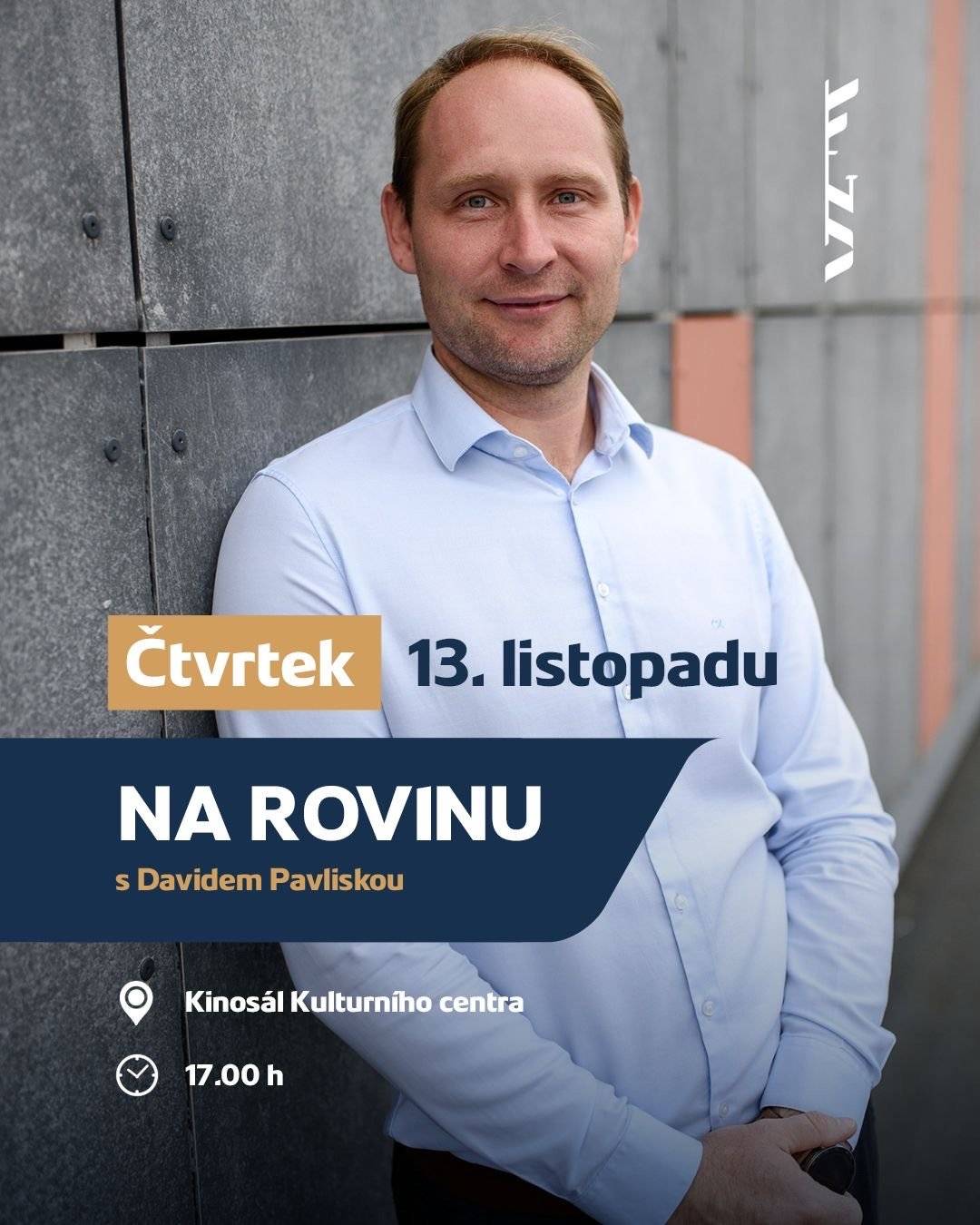 Srdečně zveme všechny občany na otevřenou diskusi s místostarostou Davidem Pavliskou ze série setkání „Na rovinu“. Tentokrát se budeme věnovat aktuálním tématům rozvoje a plánů našeho města: ✔️ Plán investičních akcí města ✔️ Komunitní energetika ✔️ Doprava ve městě ✔️ Projekty participativního rozpočtu 📍 Kinosál Kulturního centra Frýdlant n. O. 🗓️ Čtvrtek 13. listopadu 🕔 Od 17:00 Přijďte diskutovat, sdílet své nápady a zeptat se na to, co vás zajímá.  Těšíme se na vaši účast!