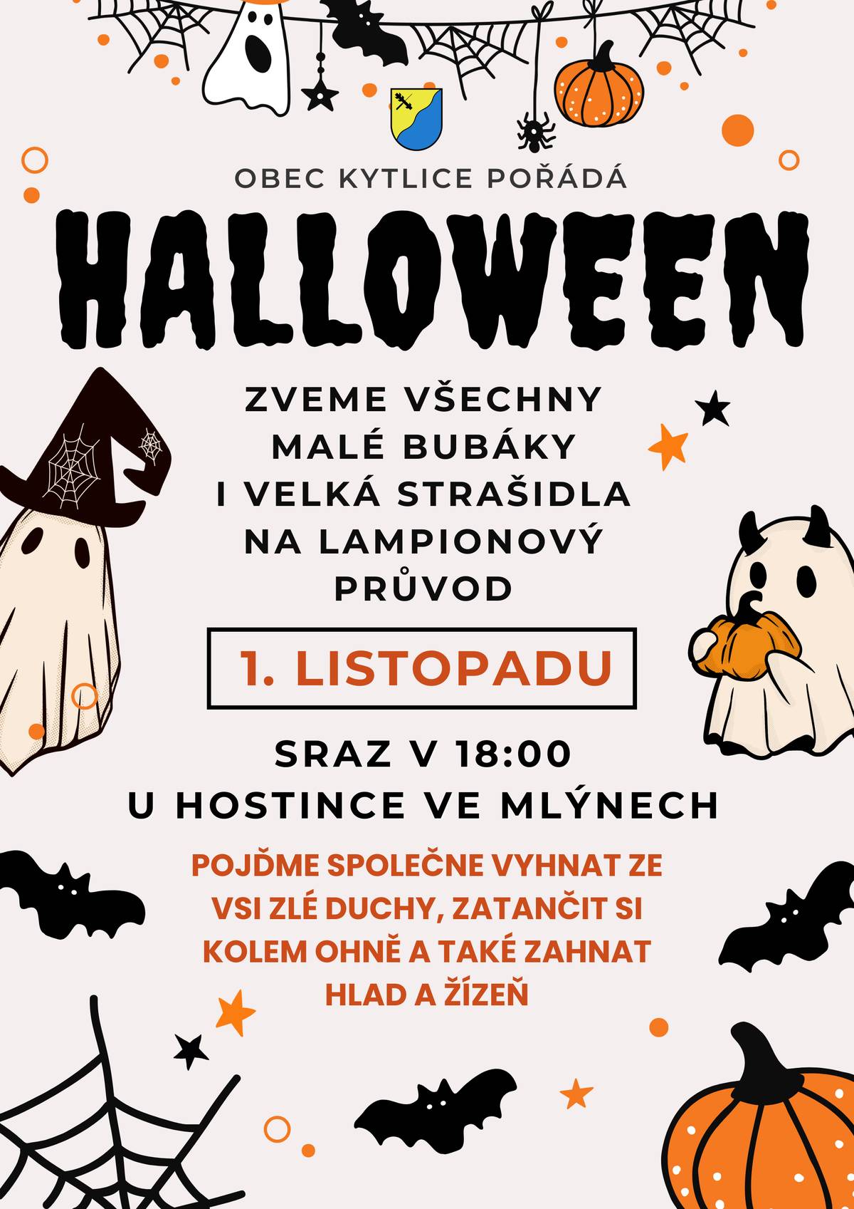 Obec Kytlice srdečně zve na tradiční strašidelný průvod! Start v 18:00 u Hostince ve Mlýnech!