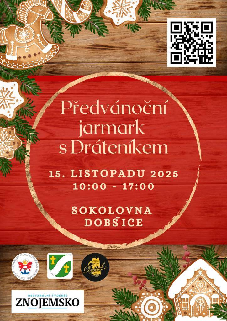Předvánoční jarmark Dráteníkem se uskuteční 15. listopadu 2025 od 10:00 do 17:00 v sokolovně Dobšice. Návštěvníci se mohou těšit na bohatou nabídku výrobků, které potěší každého, kdo hledá originální vánoční dárky. Akce slibuje příjemnou atmosféru a možnost setkat se s šikovnými řemeslníky.