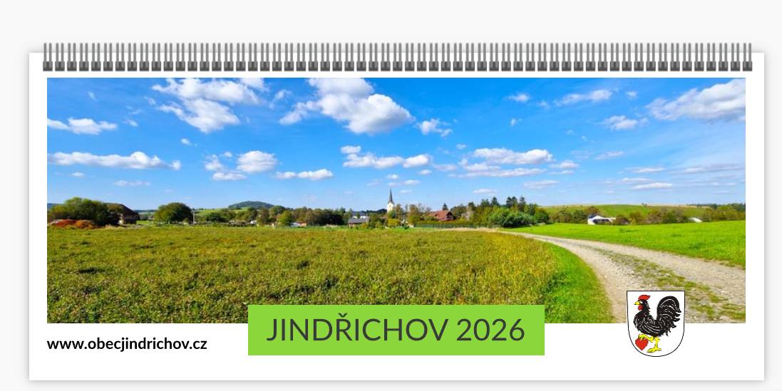 Kalendář bude vytvořen z fotografií Jindřichova a jeho součástí bude i informační servis (otevírací doby a telefonní čísla místních organizací) a termíny svozu odpadů a termíny plateb poplatků. Zájemci si mohou kalendář objednat nejpozději do 15. listopadu 2025: