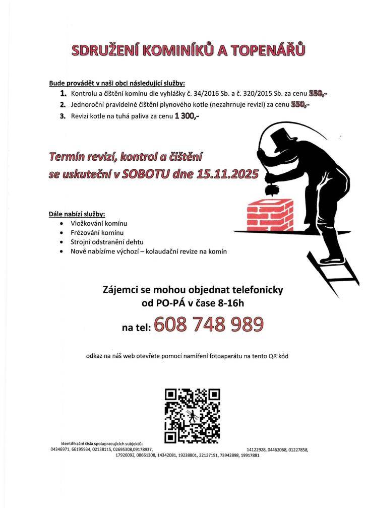 kominické služby - revize, kontrola a čištění