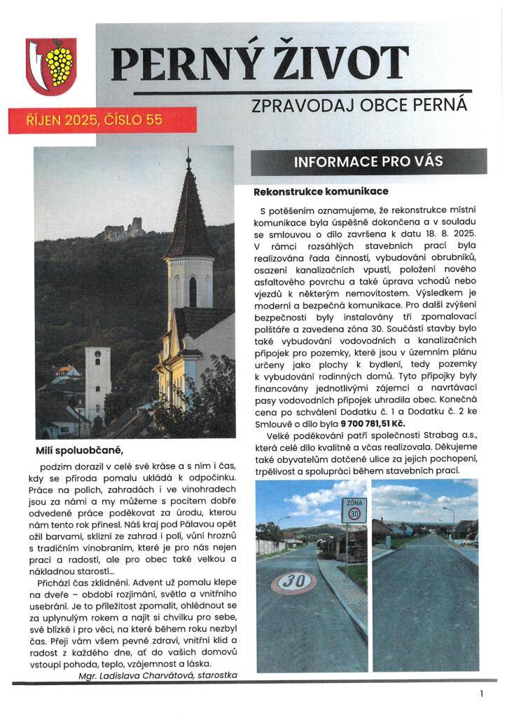 Zpravodaj obce Perná - říjen 2025