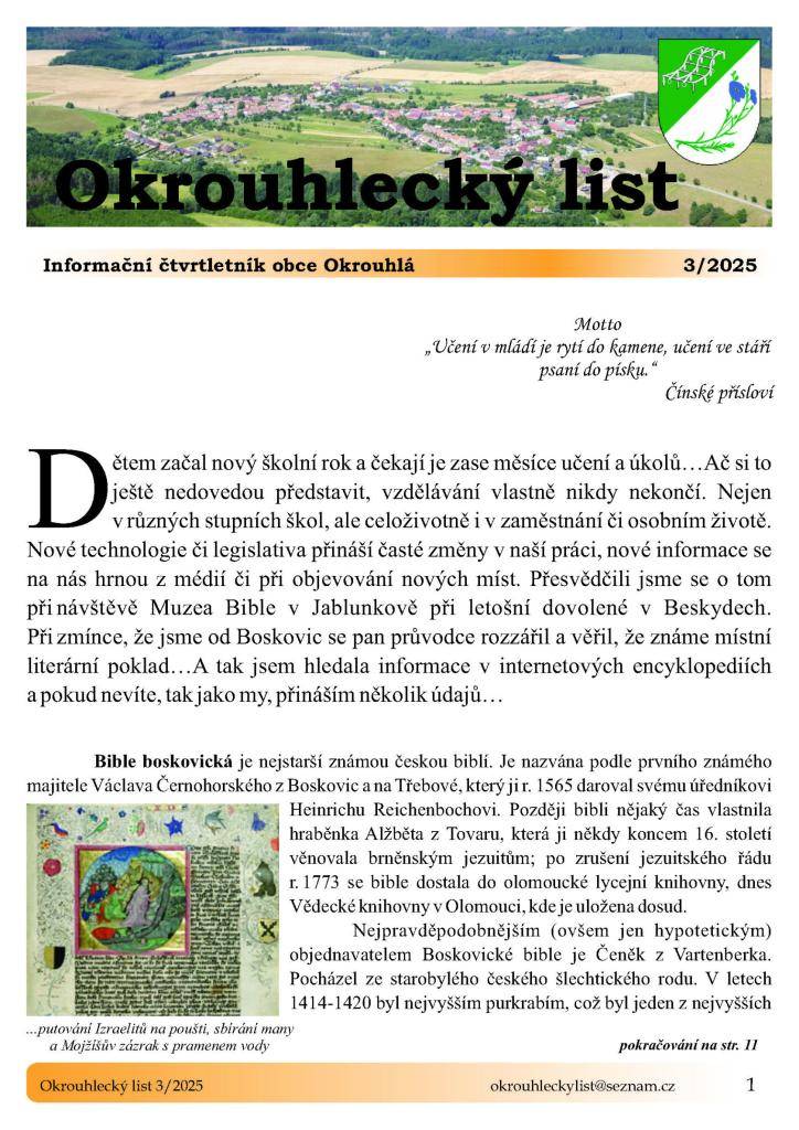 Nové číslo Okrouhleckého listu
