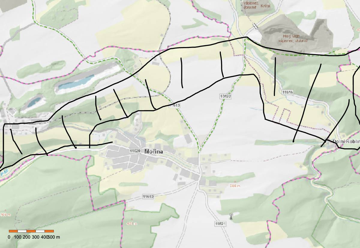 Dne 8.11.2025 od 8.00 do 15.00 bude probíhat naháňka Myslivců Mořina. Začíná od ČOV směrem k Lomům Mořina, dál podél kolejí okolo pana Bílého až k Holému Vrchu, pak bude pokračovat na Roblín a dolů k Dolnímu Roblínu kde je konec. Viz. Přiložený plánek. Při pohybu v této lokalitě si dejte pozor hlavně na psi. Myslivci prosí o zvýšenou opatrnost.
