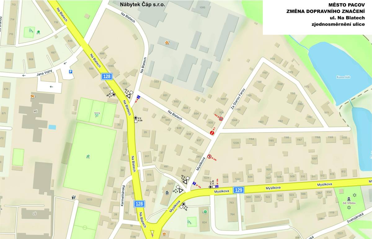 Na začátku měsíce listopadu proběhne úprava dopravního značení v ulicích Myslíkova, Za Starou Farou a Na Blatech. Změny jsou realizovány z důvodu zvýšení bezpečnosti a plynulosti silničního provozu v této oblasti. Ulice Na Blatech bude nově jednosměrná ve směru do ulice Myslíkova. Řidiči by proto měli věnovat zvýšenou pozornost novému dopravnímu značení a respektovat vyznačený směr jízdy. V lokalitě Za Starou Farou bude nově zavedeno pravidlo přednosti zprava, které sjednotí dopravní režim a přispěje k větší přehlednosti křižovatek. Prosíme řidiče i obyvatele dotčené oblasti o trpělivost během realizace úprav a o dodržování nového dopravního značení po jeho uvedení do platnosti.