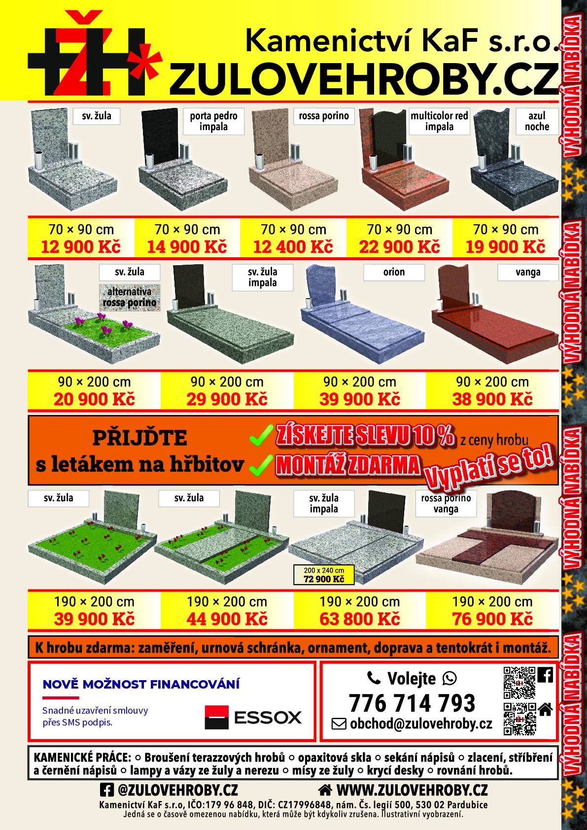 Dne 3. a 17. listopadu 2025 v 9:00 - 9:20 hod před hřbitovem v Řepníkách bude firma Kamenictví KaF s.r.o. přijímat zakázky (viz leták).