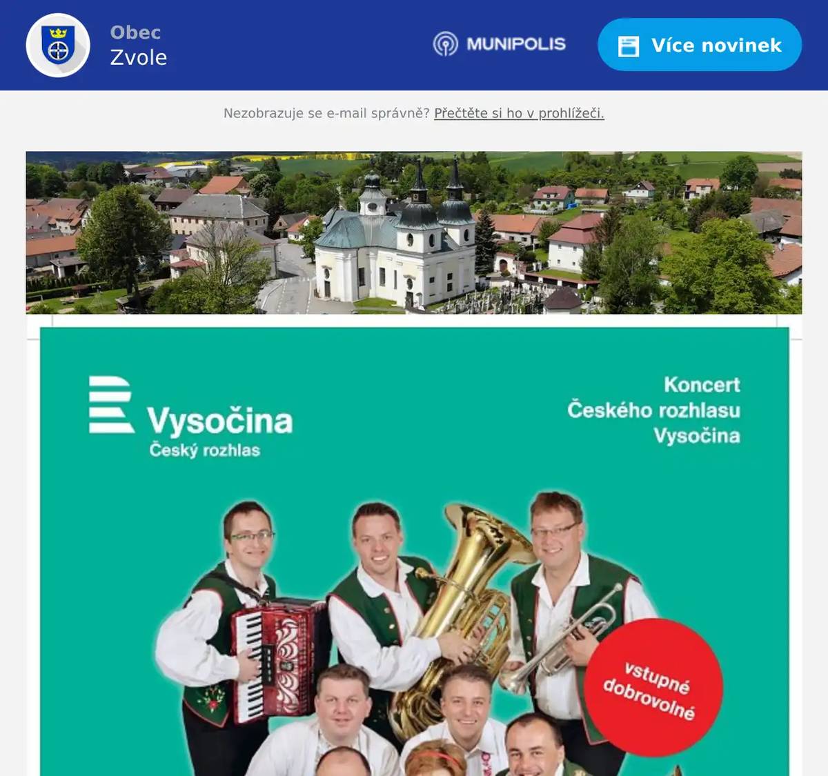 Srdečně zveme všechny na koncert Českého rozhlasu Vysočina - kapely Vysočinka do Dlouhého. Koncert se uskuteční v neděli 9. 11. 2025 od 15 hodin v sále kulturního domu U Pávku.