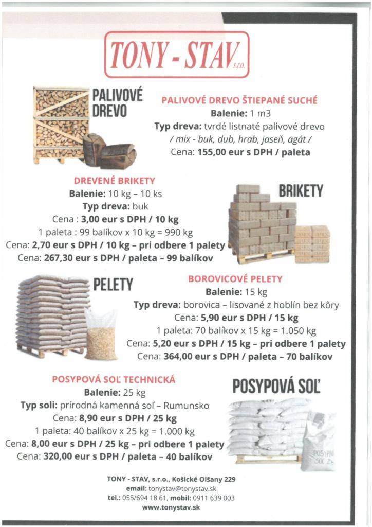 Predaj palivového dreva, brikety, pelety....