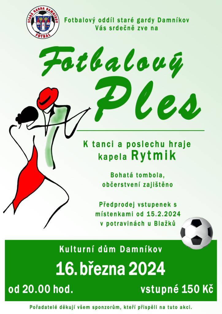Fotbalový ples v Damníkově, konání 16.3.2024