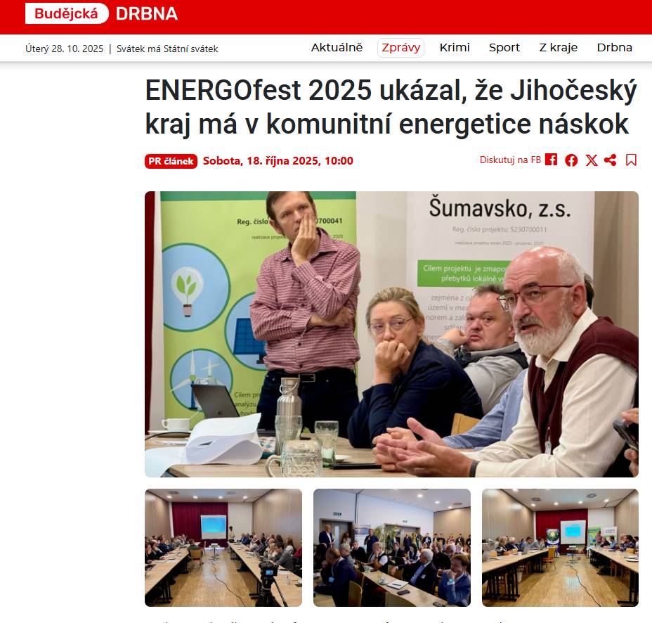 Energofest 2025 ukázal, že Jihočeský kraj patří mezi lídry v oblasti komunitní energetiky díky dlouhodobé spolupráci obcí, místních akčních skupin a kraje. Konference nabídla řadu příkladů dobré praxe i konkrétních projektů, které přispívají k energetické soběstačnosti regionu.