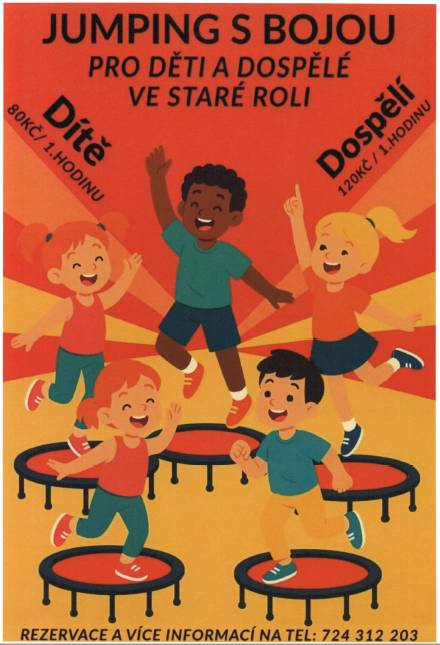 Jumping s Bojou pro malé i velké ve Staré Roli. Pokud máte zájem o rezervaci nebo potřebujete další informace, neváhejte nás kontaktovat na tel: 724 312 203. Jsme tu pro vás a rádi zodpovíme všechny vaše dotazy.