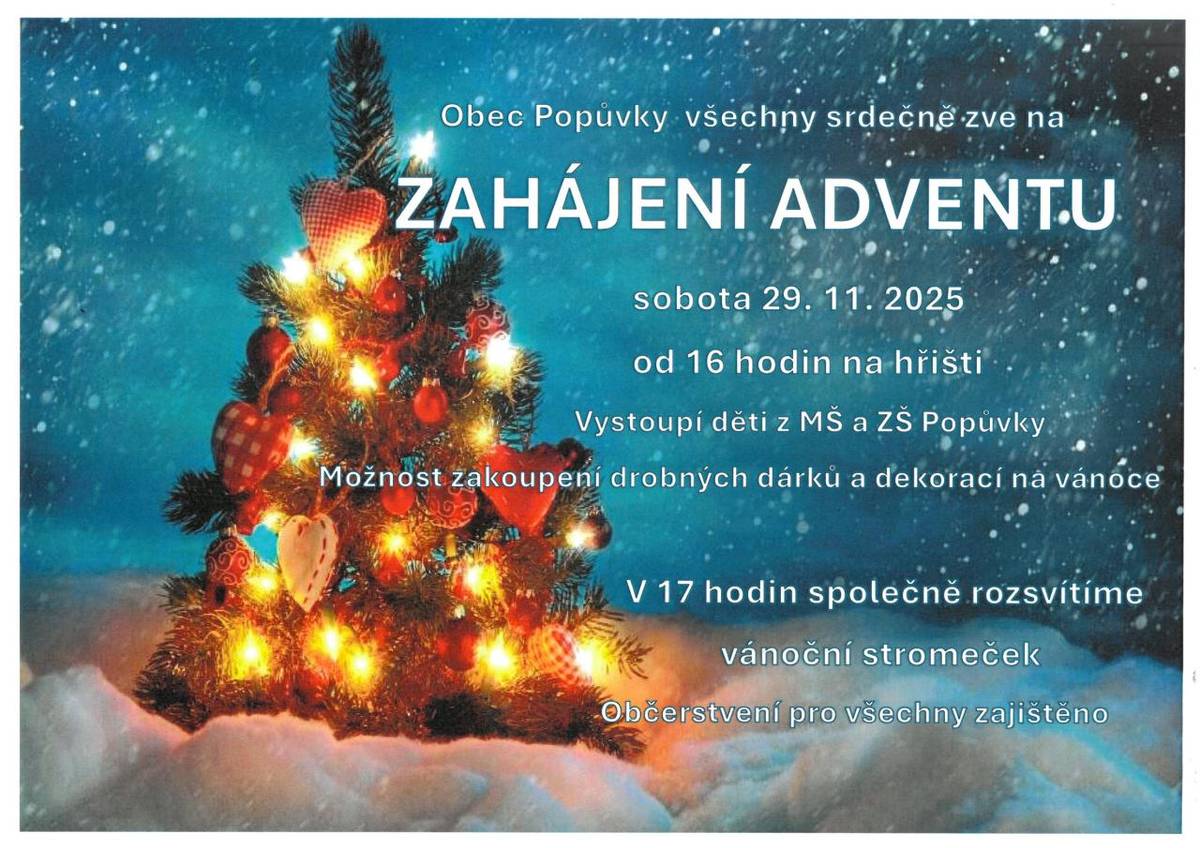 Zahájení adventu v sobotu 29.11.2025