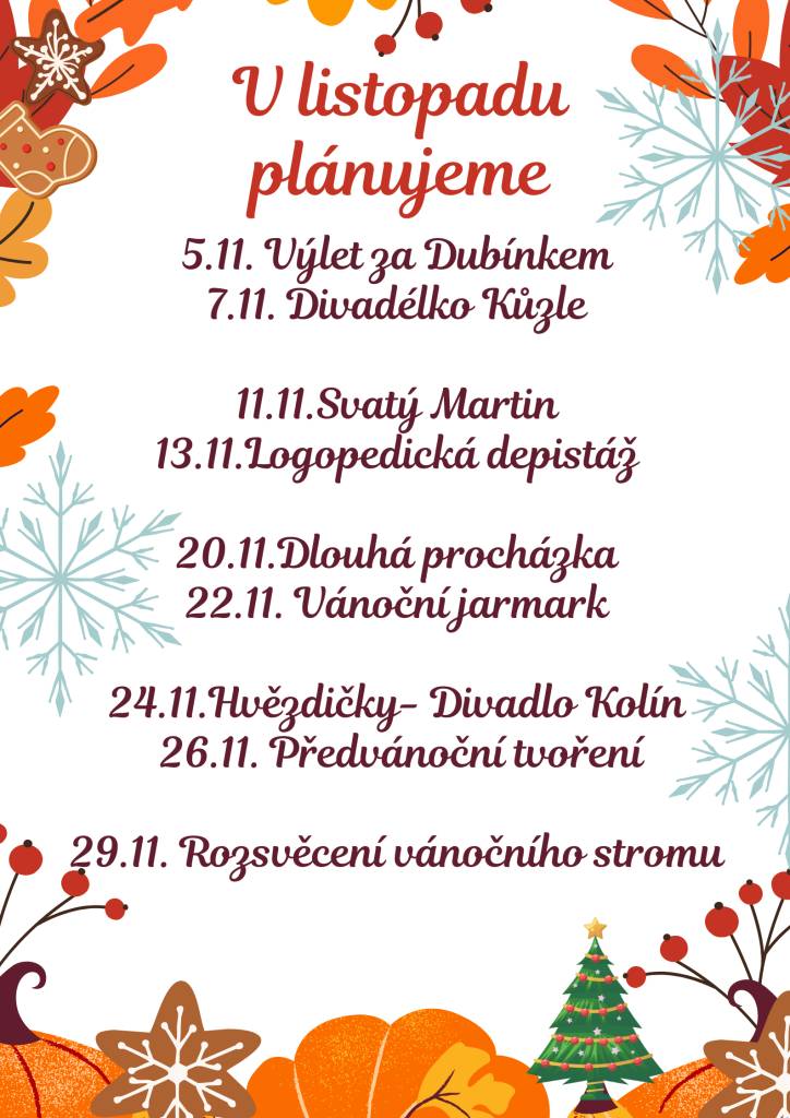 V listopadu se těšíme na tyto akce.